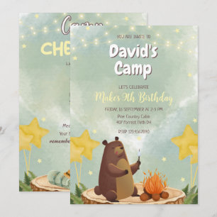 Camping Forêt Ours Boy Invitation Anniversaire