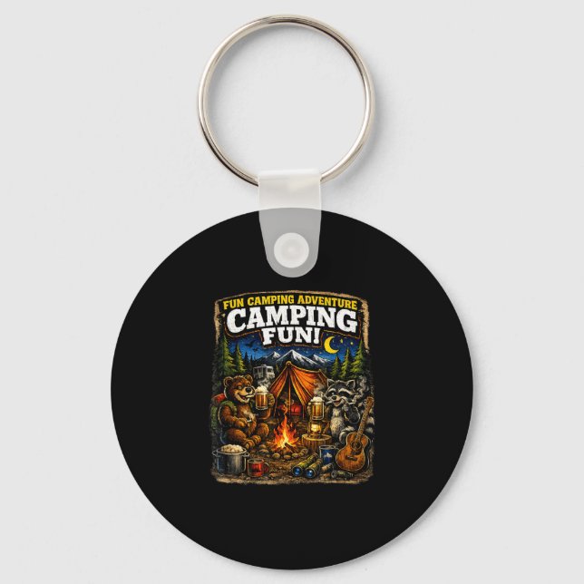 Camping fun adventure funny campfire outdoor  keychain (Front)