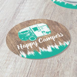 Camping Fun Happy Campers Rustic Forest Round Paper Coaster<br><div class="desc">Camping Fun Happy Campers Rustic Forest Paper Coaster.</div>