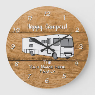 Camping Generic Class A wood design Large Clock
