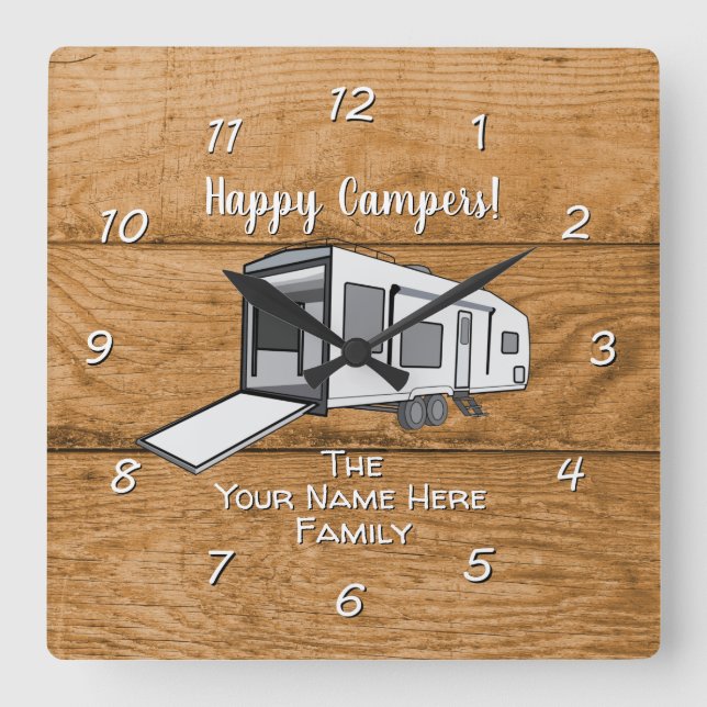 Camping Generic Toy Hauler wood design  Square Wal Square Wall Clock (Front)