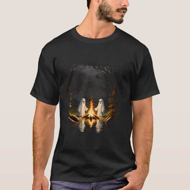 Camping Ghost Campfire Halloween Costume T-Shirt (Front)
