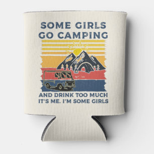 Camping Girl Funny Retro Girls Camp Squad Gifts Can Cooler