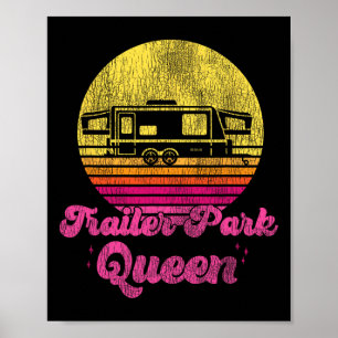 Camping Girl Retro Vintage Trailer Park Queen Poster