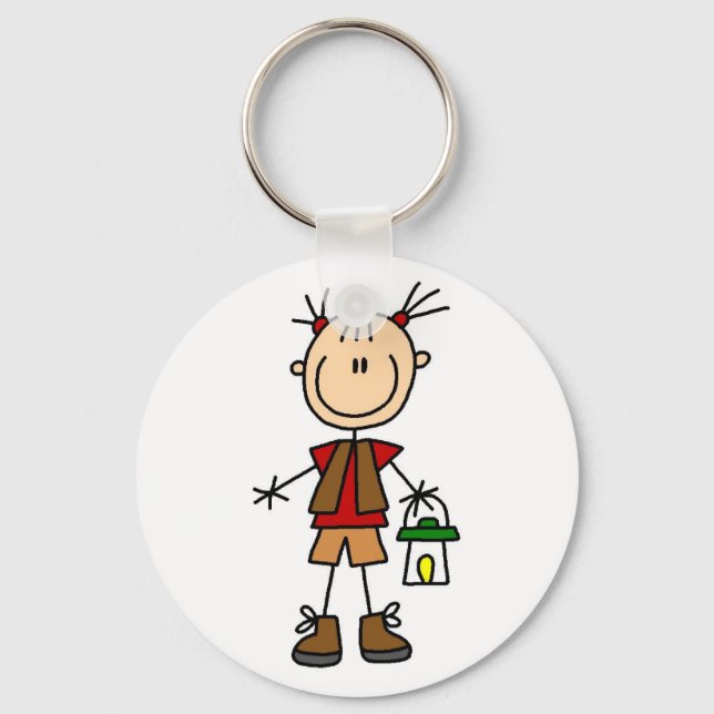 Camping Girl With Lantern Tshirts and Gifts Keychain (Front)