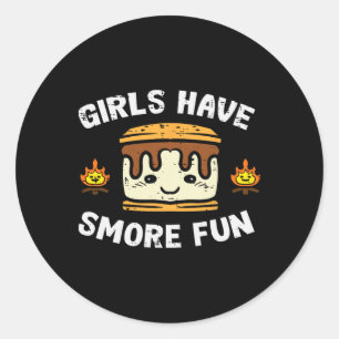 Camping Girls Have Smore Fun Camper Girls Kids Tod Classic Round Sticker