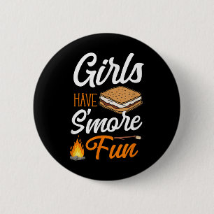 Camping Girls Have Smore Fun Campfire Marshmallow 2 Inch Round Button