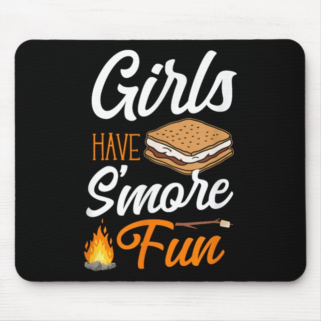 Camping Girls Have Smore Fun Campfire Marshmallow  Mouse Pad (Front)