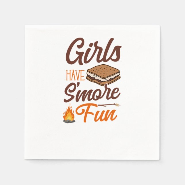 Camping Girls Have Smore Fun Campfire Marshmallow Napkin (Front)