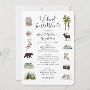 Camping Glamping Bachelorette Weekend Itinerary Invitation