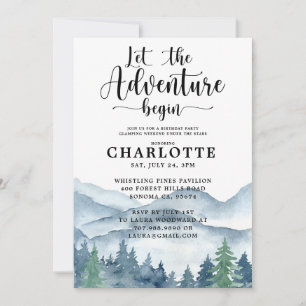 Camping Glamping Invitation de fête d'anniversaire