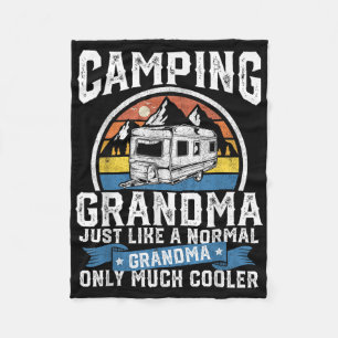 Camping Grandma Funny Camper Rv Retro Outdoors Wom Fleece Blanket