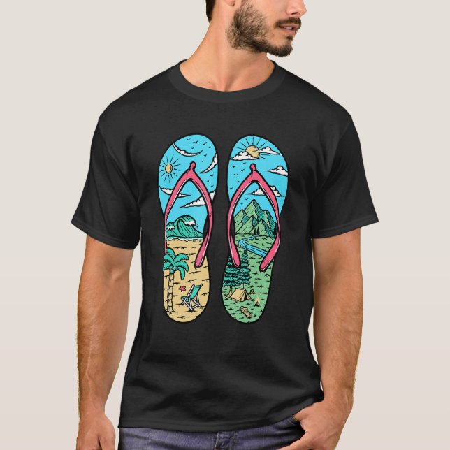 Camping Graphics Inside Sandals Campers T-Shirt (Front)