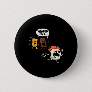 Camping Group Hug Smores Funny Marshmallow Men Wom 2 Inch Round Button