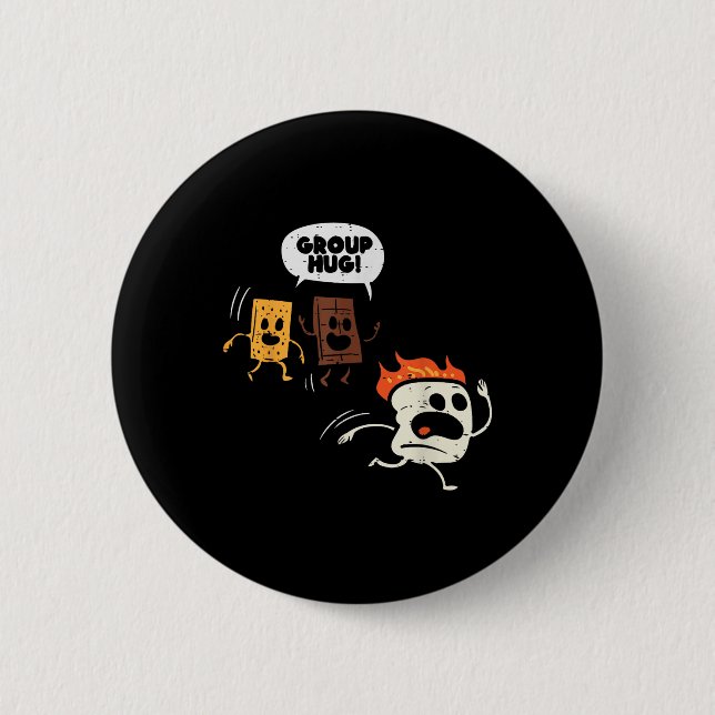 Camping Group Hug Smores Funny Marshmallow Men Wom 2 Inch Round Button (Front)