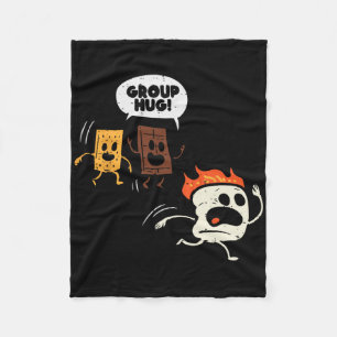 Camping Group Hug Smores Funny Marshmallow Men Wom Fleece Blanket