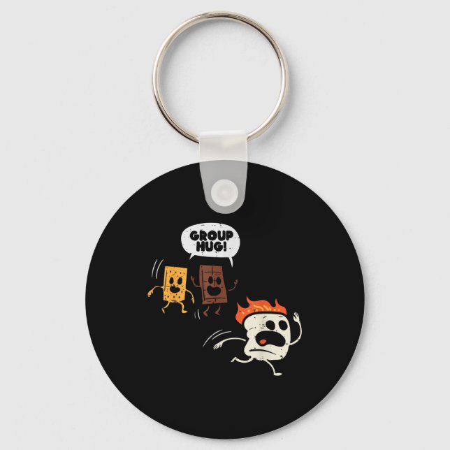 Camping Group Hug Smores Funny Marshmallow Men Wom Keychain (Front)
