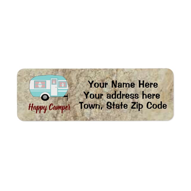 Camping Happy Camper Personalized Return Address (Front)