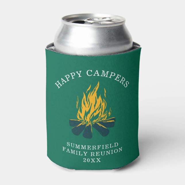 Camping Happy Campers Family Vacation Custom Can Cooler (Can Front)