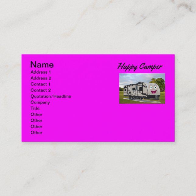 Camping  Happy Retirement in ithe RV by Funnycoomb Business Card (Front)