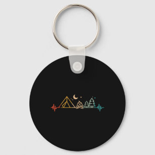 Camping Heartbeat Tent Campfire Trees Camper Men W Keychain
