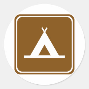 Camping Highway Sign Classic Round Sticker