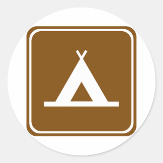 Camping Highway Sign Classic Round Sticker