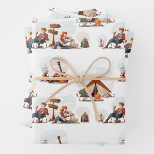Camping, Hiking, Nature and Outdoors Lovers Wrapping Paper Sheet