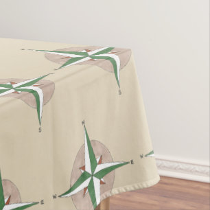 Camping Hiking Outdoor Summer Camp Compass Print Tablecloth