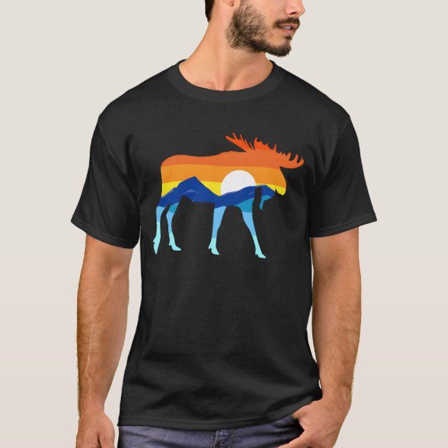Camping Hiking Retro Mountains Outrs Camp Moose gi T-Shirt (Front)
