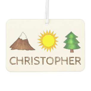 Camping Hiking Sun Mountain Tree Personalized Gift Air Freshener