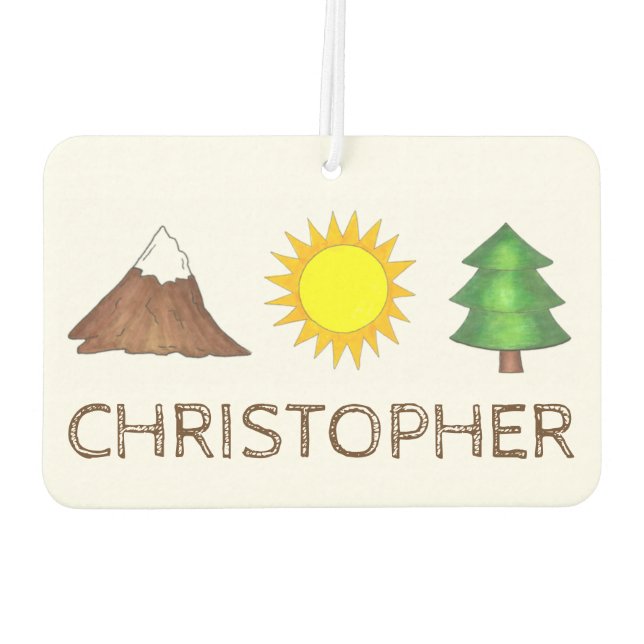 Camping Hiking Sun Mountain Tree Personalized Gift Air Freshener (Back)