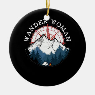 Camping Hiking Wander Woman Ceramic Ornament
