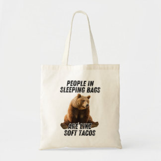 Camping humour, funny bear camping quote  tote bag