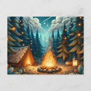 Camping in Forest Postcard