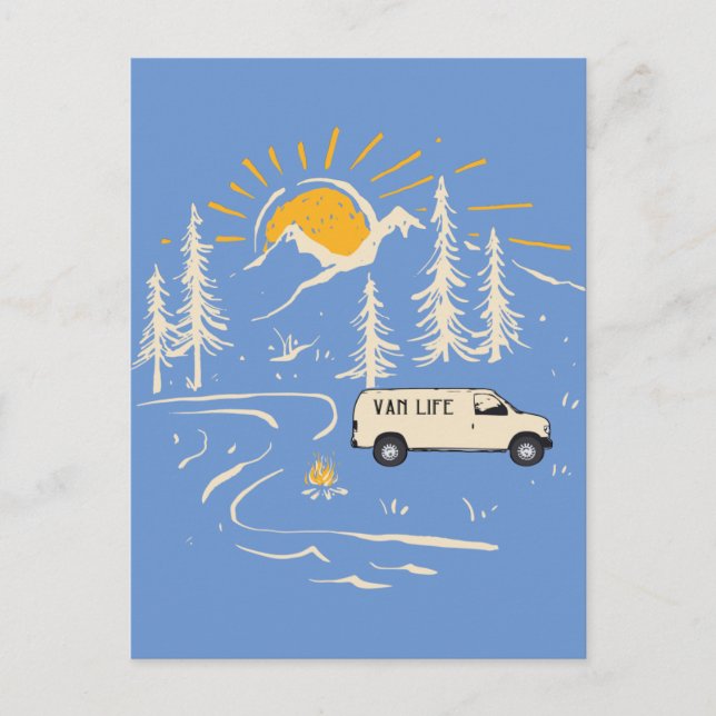 Camping In The Mountains Van Life Postcard (Front)