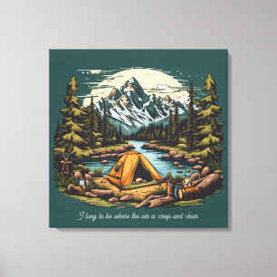 Camping In the Rocky Mountains Add Text Art Canvas Print