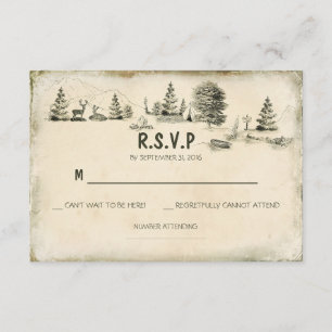 Camping in the woods Wedding RSVP cards