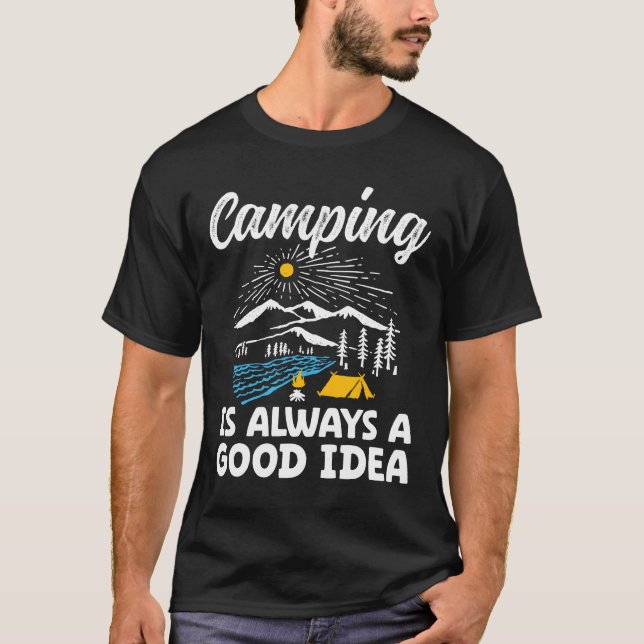 Camping is always a good Idea retro T-Shirt (Front)