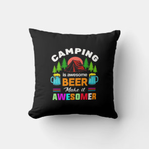 Camping is Awesome Beer Make it Awesomer-67357 Throw Pillow