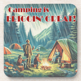 Camping Is Friggin Great Funny Rain Coaster