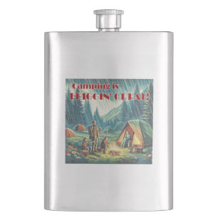 Camping Is Friggin Great Funny Rain Hip Flask