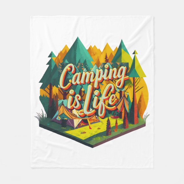Camping is Life Fleece Blanket (Front)