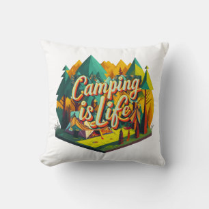 Camping is Life Throw Pillow