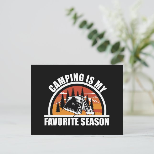 Camping is my favourite season funny camper slogan holiday postcard (Standing Front)