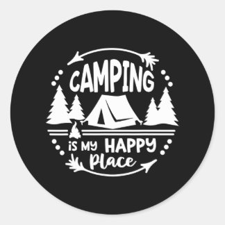 Camping is My Happy Place Campers Travel Classic Round Sticker