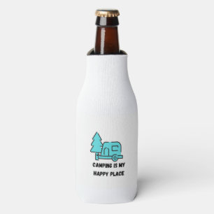 Camping is my Happy Place on a  Bottle Cooler