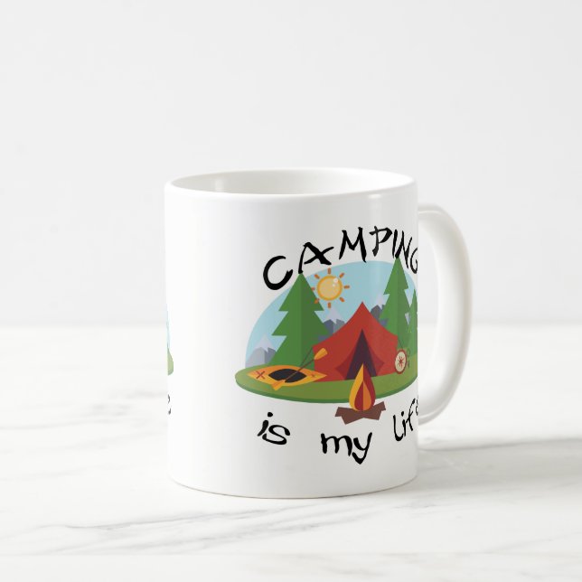 Camping is My Life Tent and Forest Coffee Mug (Front Right)