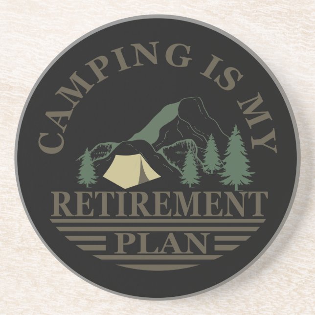 camping is my retirement plan funny camper coaster (Front)