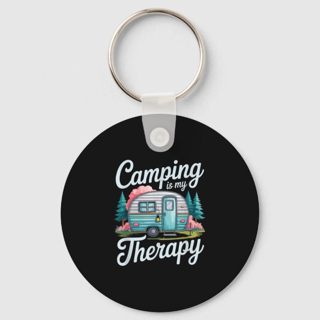 Camping is my therapy camper camp adventure lover  keychain (Front)